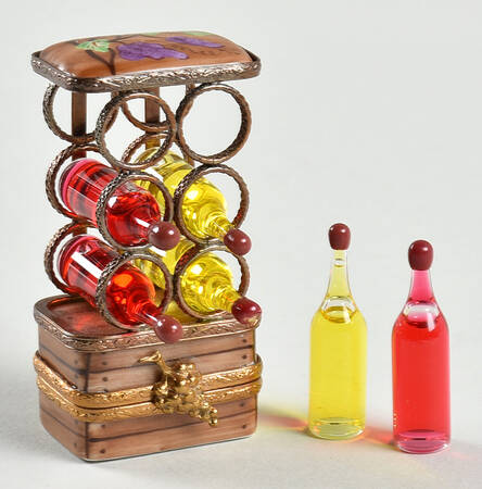 PEINT MAIN LIMOGES BOX Wine Rack With 6 Bottles - Nb787, No Box
