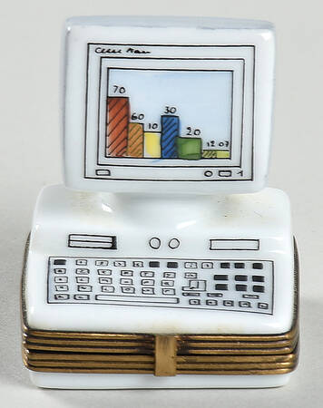 PEINT MAIN LIMOGES BOX White Computer - Nb786, No Box