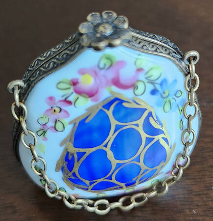 PEINT MAIN LIMOGES BOX Floral Purse - Nb833, No Box