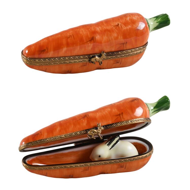 PEINT MAIN LIMOGES BOX Carrot With Rabbit - Nb628, No Box