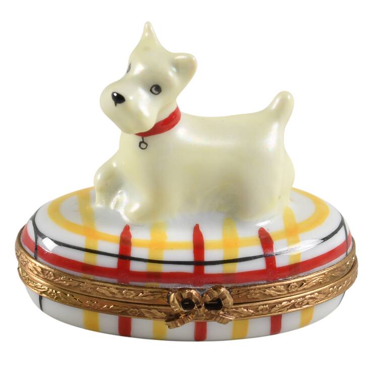 PEINT MAIN LIMOGES BOX Terrier - No Box Nb877
