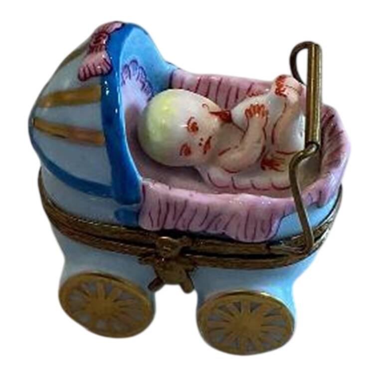 PEINT MAIN LIMOGES BOX Baby Girl In Stroller - Nb902, No Box