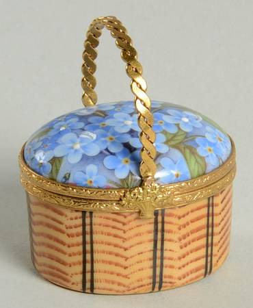 PEINT MAIN LIMOGES BOX Basket Of Violets - No Box