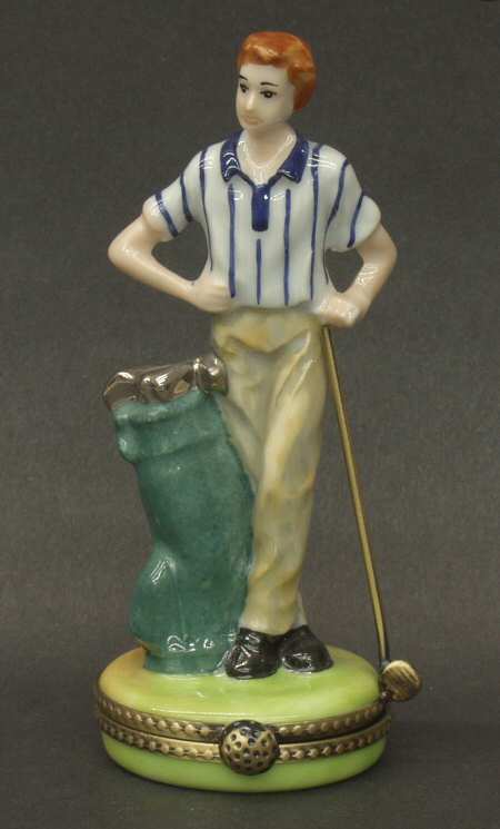 PEINT MAIN LIMOGES BOX Golfer - Boxed