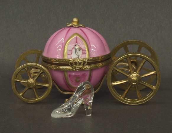 PEINT MAIN LIMOGES BOX Cinderella Coach W/Slipper - No Box