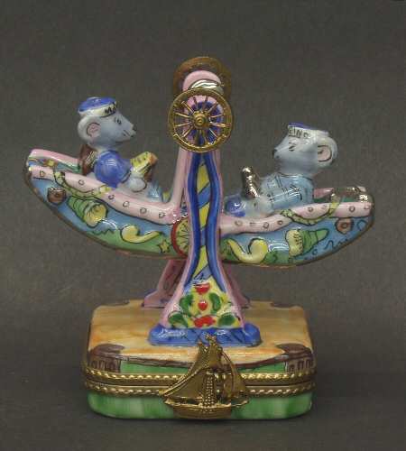 PEINT MAIN LIMOGES BOX Mice On Double Swing - No Box