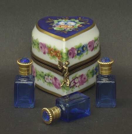 PEINT MAIN LIMOGES BOX Heart-Large/ 3 Flacons - Boxed