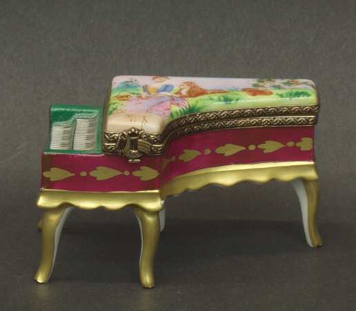 PEINT MAIN LIMOGES BOX Harpsicord - Boxed