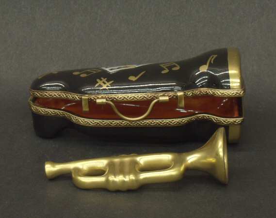 PEINT MAIN LIMOGES BOX Trumpet W/ Case - Boxed