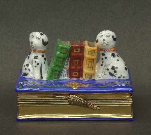 PEINT MAIN LIMOGES BOX Dalmatian Book Ends - Boxed