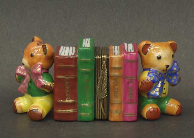 PEINT MAIN LIMOGES BOX Teddy Bear Bookends - Boxed