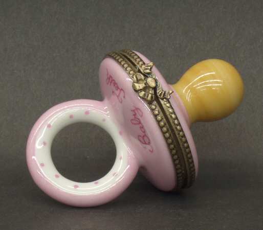 PEINT MAIN LIMOGES BOX Pacifier-Pink - No Box