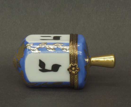 PEINT MAIN LIMOGES BOX Dreidle-Blue & Gold - Boxed
