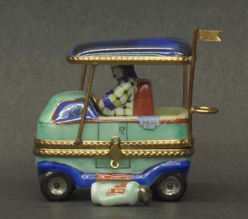 PEINT MAIN LIMOGES BOX Golf Cart W/ Clubs - Boxed