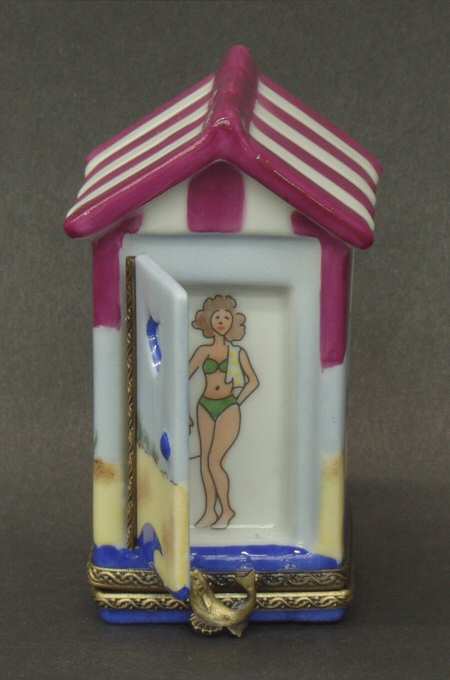 PEINT MAIN LIMOGES BOX Red Beach Cabana - Boxed