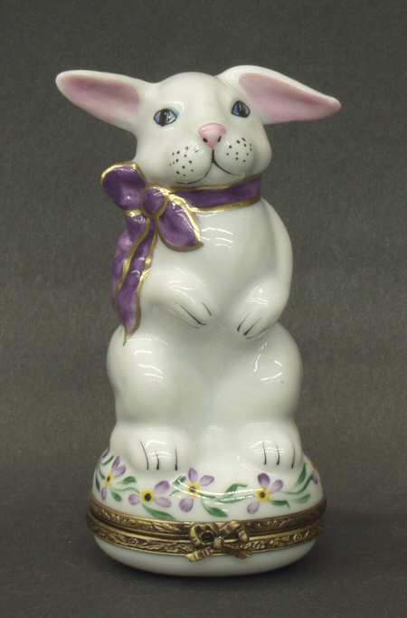 PEINT MAIN LIMOGES BOX Bunny With Scarf - Boxed