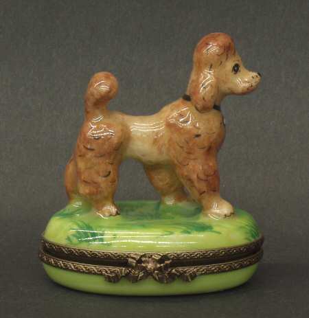 PEINT MAIN LIMOGES BOX Poodle-Brown - Boxed