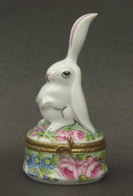 PEINT MAIN LIMOGES BOX Rabbit-One Ear Up #2 - Boxed