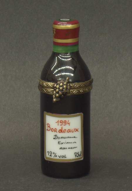 PEINT MAIN LIMOGES BOX Bordeaux Bottle - Boxed