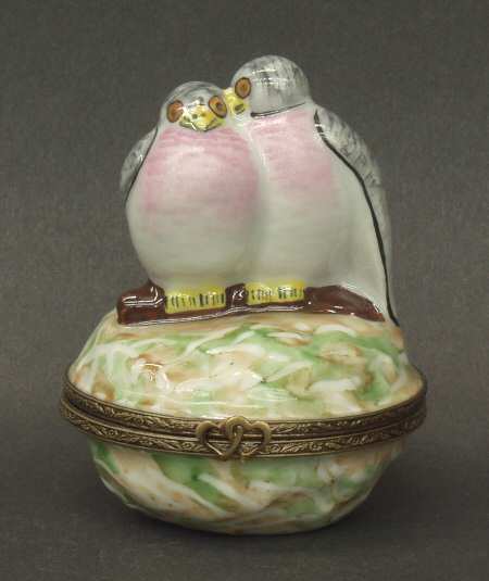 PEINT MAIN LIMOGES BOX Lovebirds - No Box