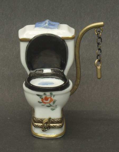 PEINT MAIN LIMOGES BOX Old Fashioned Toilet - Boxed