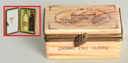 Limoges Boxes Grand Cru Classe With Two Wine Bottles - No Box