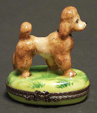 PEINT MAIN LIMOGES BOX Brown Poodle - Boxed