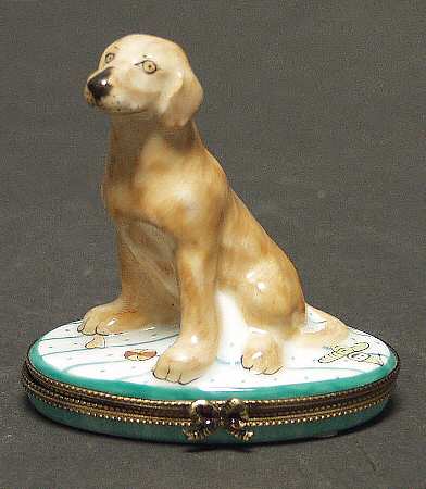PEINT MAIN LIMOGES BOX Yellow Lab - Boxed