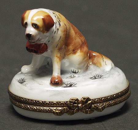 PEINT MAIN LIMOGES BOX Saint Bernard - Boxed