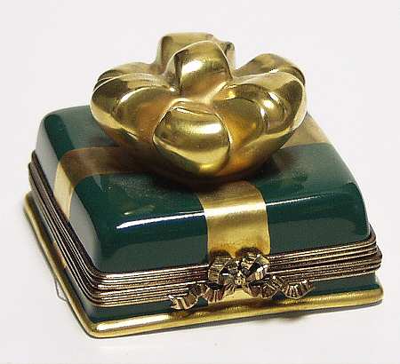 PEINT MAIN LIMOGES BOX Bon Bon Box-Green - With Box 238