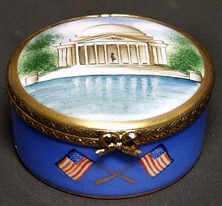 PEINT MAIN LIMOGES BOX Jefferson Memorial - With Box Bx321