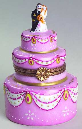 PEINT MAIN LIMOGES BOX Wedding Cake - With Box Bx335