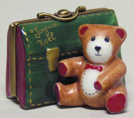 PEINT MAIN LIMOGES BOX Bear With Suitcase - With Box Bx338