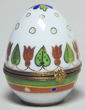 PEINT MAIN LIMOGES BOX Faverge Egg Tulip - With Box Bx341