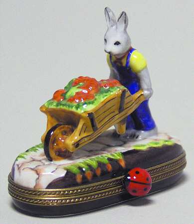 PEINT MAIN LIMOGES BOX Rabbit In Garden - No Box