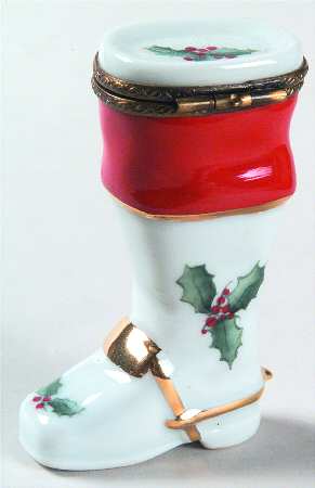 PEINT MAIN LIMOGES BOX Santa's Boot - Boxed