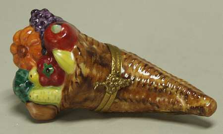PEINT MAIN LIMOGES BOX Cornucopia - Bx363 With Box