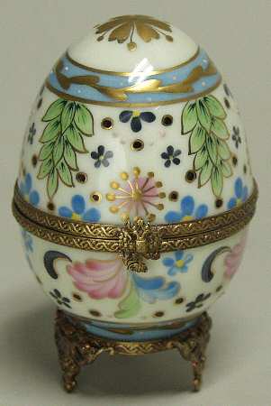 PEINT MAIN LIMOGES BOX Floral Faberge Egg - With Box Bx372