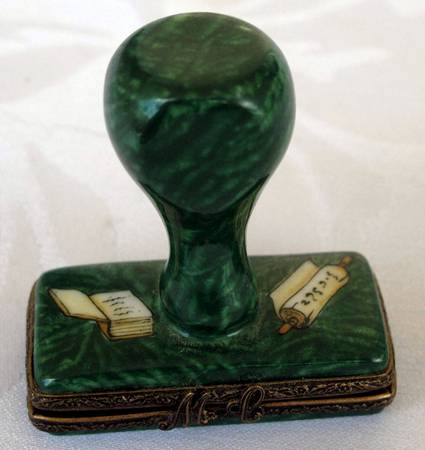 PEINT MAIN LIMOGES BOX Green Stamp - No Box