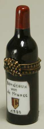 PEINT MAIN LIMOGES BOX Bordeaux Bottle - With Box Bx332
