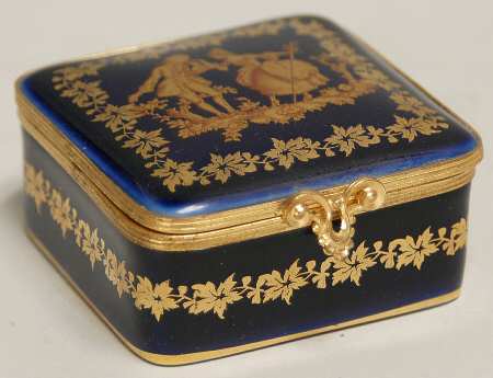 PEINT MAIN LIMOGES BOX Blue/Gold Lord & Lady Box - Bx384 With Box