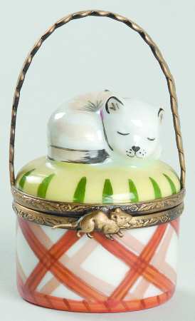 PEINT MAIN LIMOGES BOX Cat Sleeping - With Box Bx387