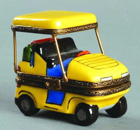 PEINT MAIN LIMOGES BOX Golf Cart - Bx393 With Box