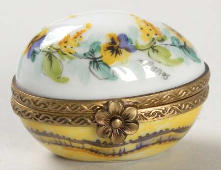PEINT MAIN LIMOGES BOX Floral Egg - Small - Box403 With Box