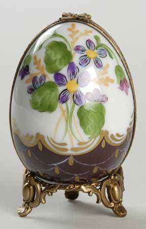 PEINT MAIN LIMOGES BOX Egg - Violet - Boxed