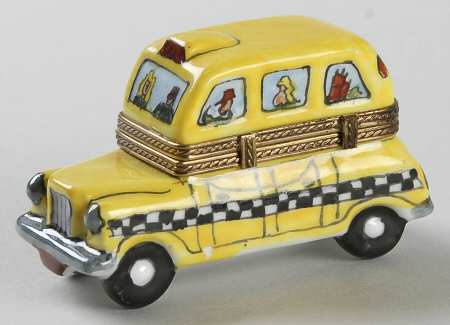 PEINT MAIN LIMOGES BOX Taxi Cab - No Box