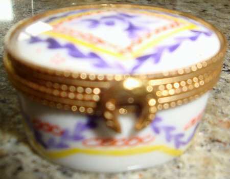 PEINT MAIN LIMOGES BOX Purple Scrolls Box - No Box