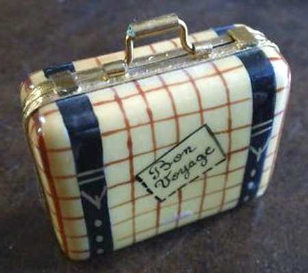 PEINT MAIN LIMOGES BOX Bon Voyage-Suitcase - No Box