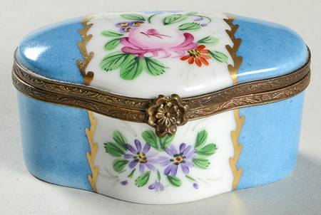 PEINT MAIN LIMOGES BOX Floral & Blue Box - No Box