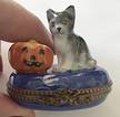 PEINT MAIN LIMOGES BOX Cat With Pumpkin - No Box